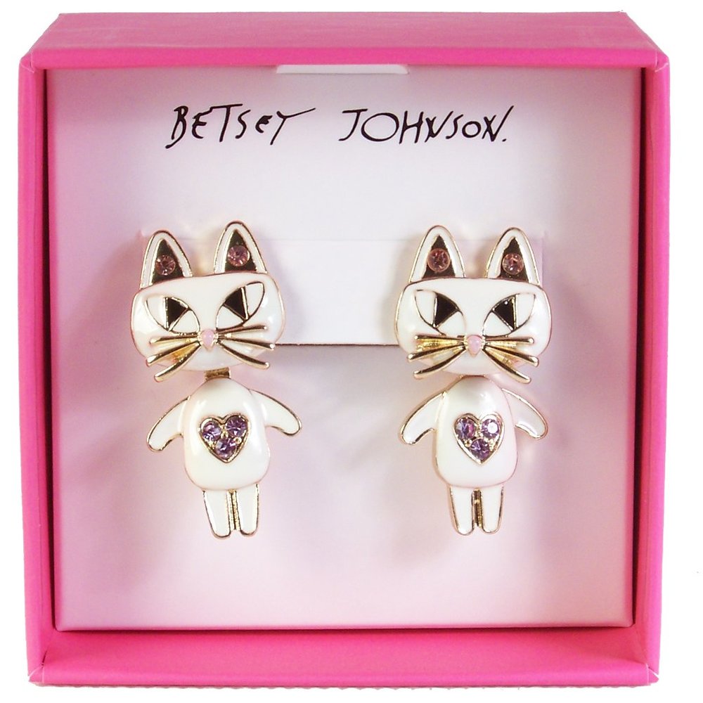 Betsey Johnson Cat Earrings - New w/Box